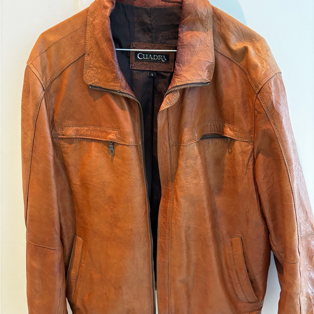 Cuadra Men's Brown Leather Bomber Jacket